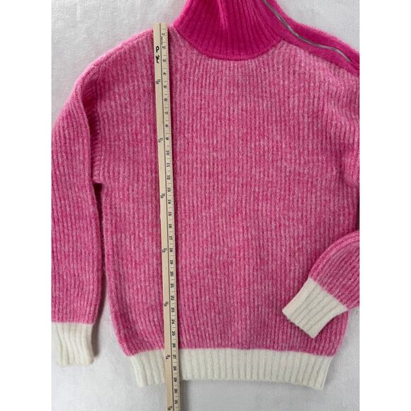 Ganni Pink Turtleneck Zip Wool Alpaca Blend Tunic Knit Sweater Medium M - Picture 8 of 8